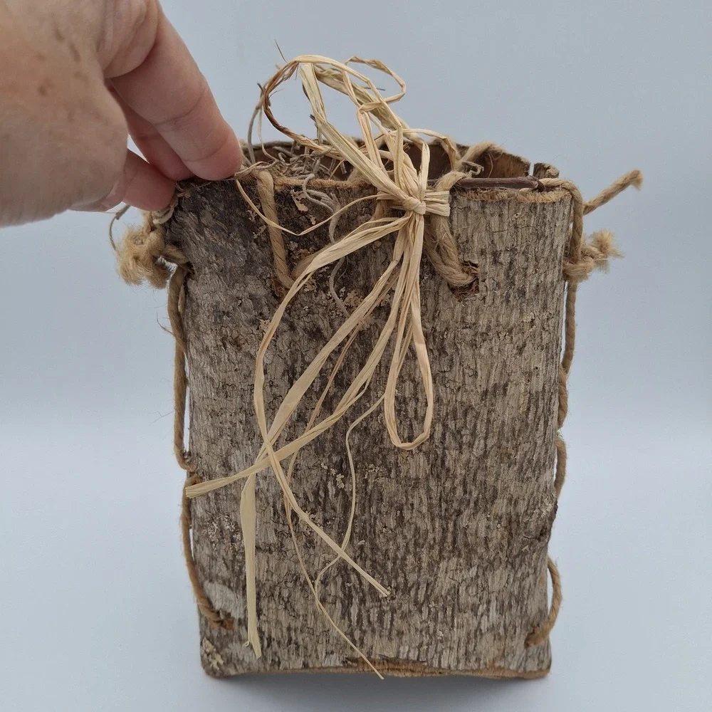 Vintage Wood‎ Bark Berry Basket (Appalachian?) Rustic Cabin Woods Decor Twigs 9